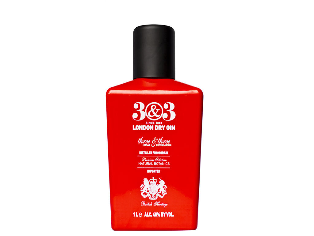 3&3 London Dry Gin Botella Roja