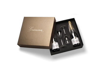 Estuche 2 botellas Gramona Imperial Brut con 2 copas (1)